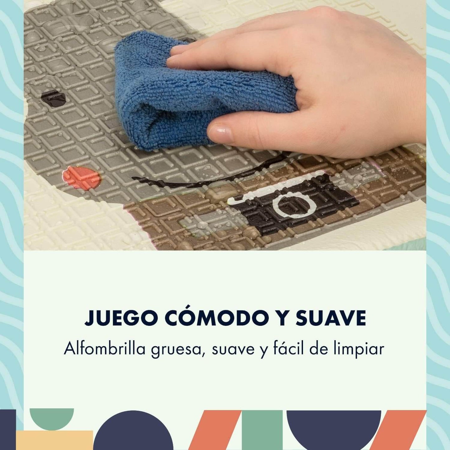 Alfombra Bebe Acolchada Plegable (200x180cm y 1cm Grosor)