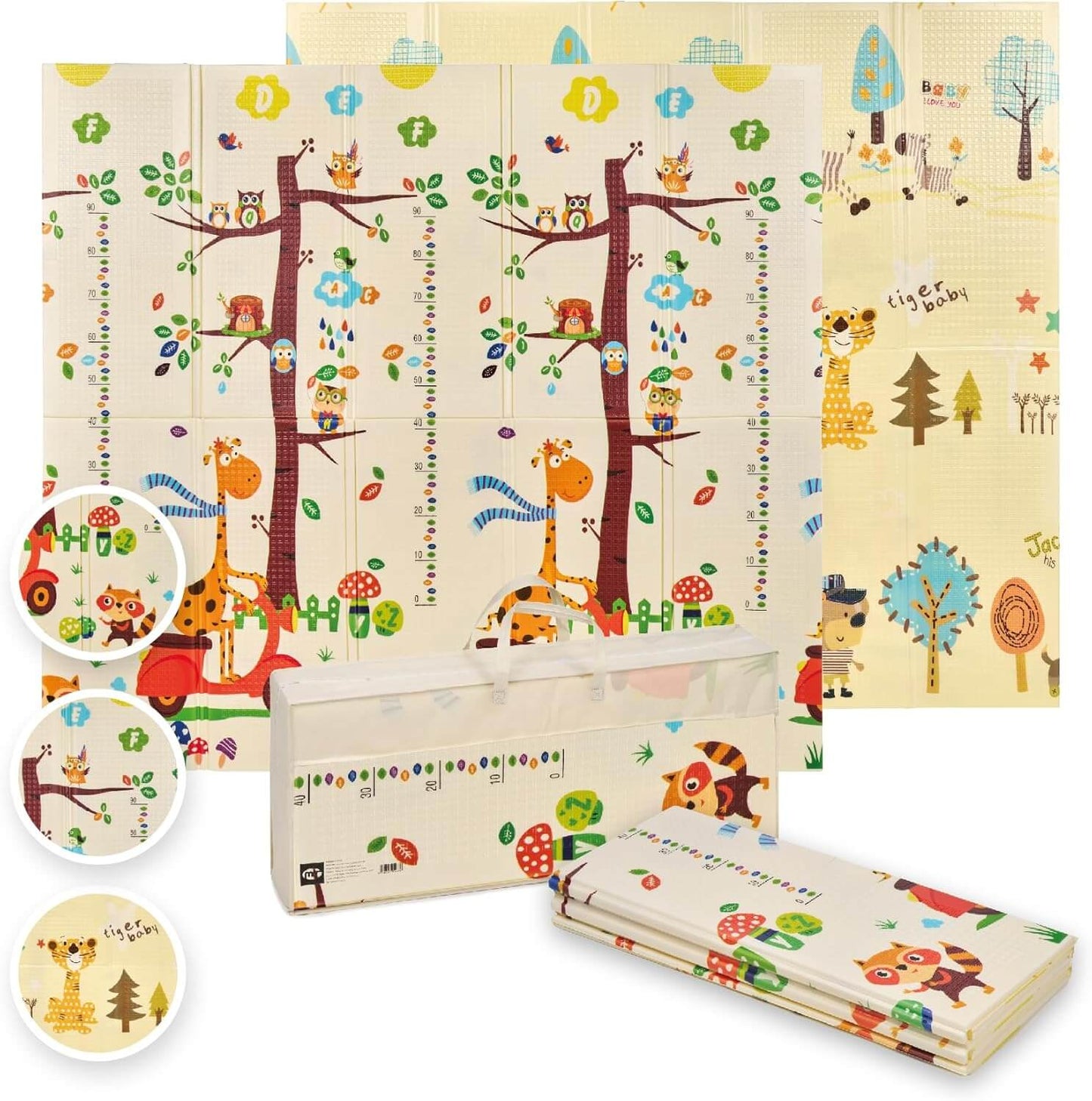 Alfombra Bebe Acolchada Plegable (200x180cm y 1cm Grosor)